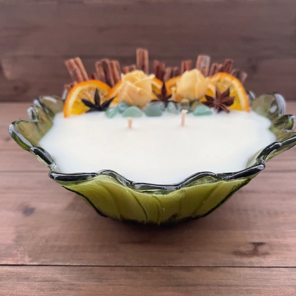 Pumpkin Spice Candle - Soy Wax Candle - Holiday Candle - Vintage Glass - Picture 2 of 5